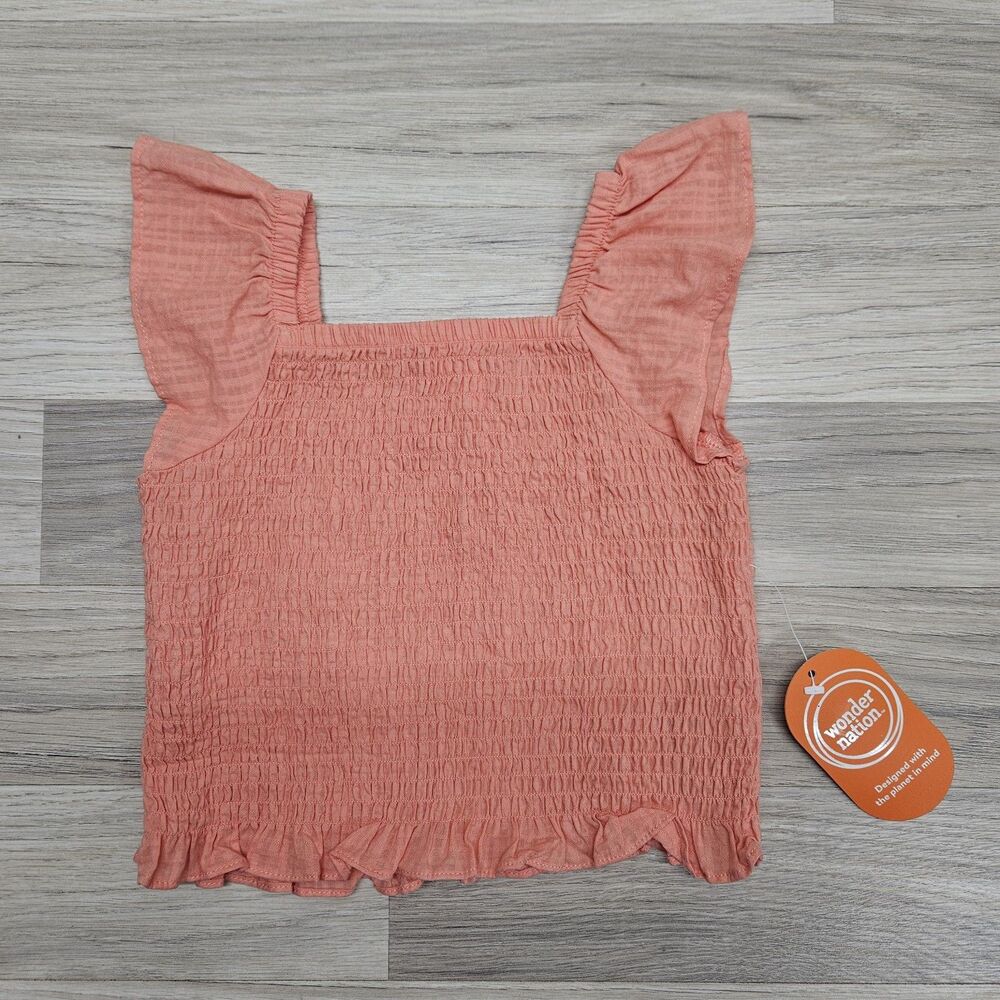 Wonder Nation Girls Orange Smocked Shirt Size 5T